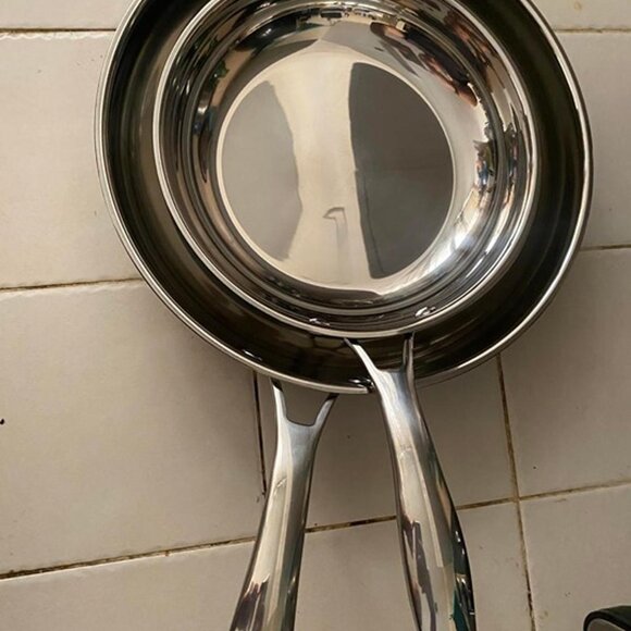 2-Piece Oven Safe, Stainless Steel Induction Frying Pan, Silver, 8" & 10" - Picture 2 of 9